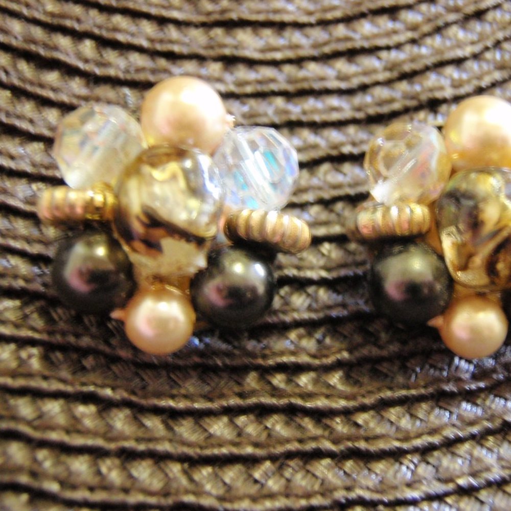 Vintage Beaded Clip on Earrings